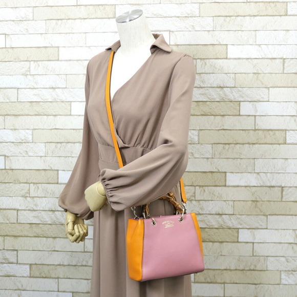 GUCCI Shoulder Bag Bamboo Handbag Day Limited Color Pink Orange Ladies - Picture 2 of 10